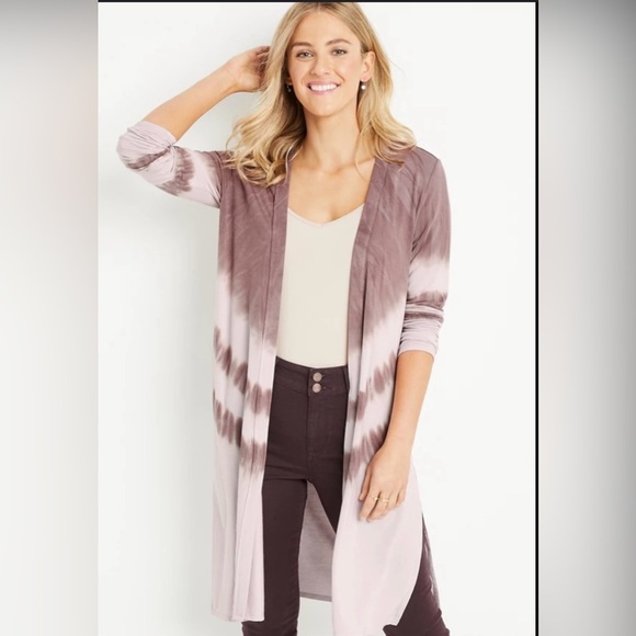 Maurices Mauve and Cream Tie-Dye Cardigan - Picture 1 of 6